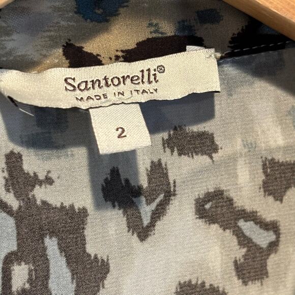 Santorelli Animal Print Satin Button Down Audrey Blouse - size 2 - Picture 4 of 6